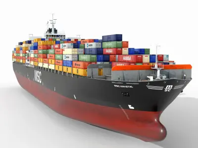 collection container ships  Low-poly 3D model