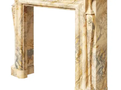 Antique Louis XIV Style Fireplace Mantel in Marble 3D model