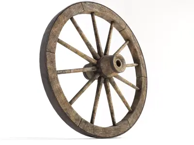wooden wheel Rusty 3D model Low-poly 3D model