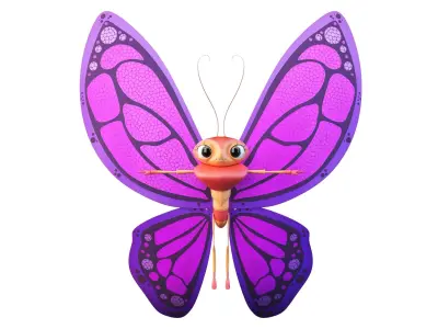 Cartoon Butterfly Character 3D model