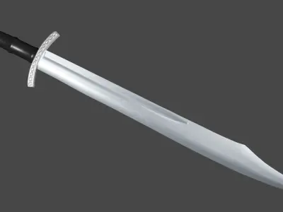 Falchion sword with Caroling handle Low-poly 3D model
