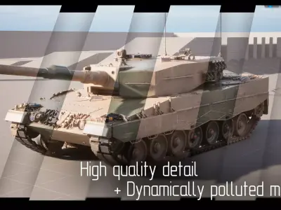 Leopard 2A4 MBT V082 Vehicle Blueprint Early Low-poly 3D model