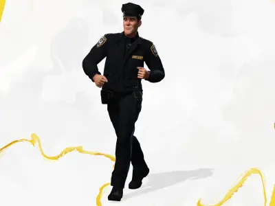 Stylized Cop Cartoon Police Officer Rigged Policeman Low-poly 3D model