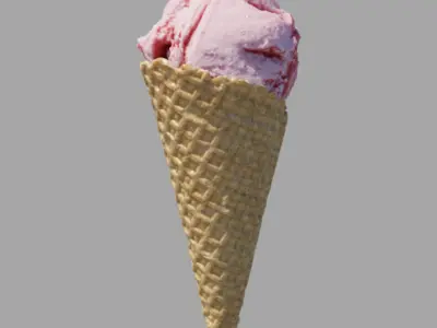 Ice Cream Waffle Cone Strawberry 3D model