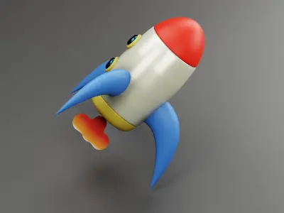 Cartoon rocket 3D model get
