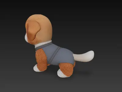Dog Puppy Realistic 3D Model Cartoon - Low Poly Realistic Low-poly 3D model