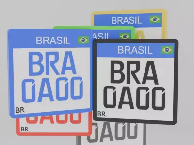Brazil Mercosul Motorcycle License Plate Low Poly Low-poly 3D model