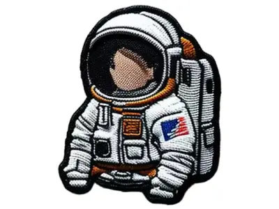 Astronaut embroidered patch v1 Low-poly 3D model