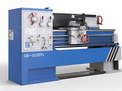 Turning lathe machine Low-poly 3D model