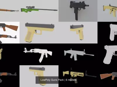 LowPoly Guns Pack 3D Model Collection