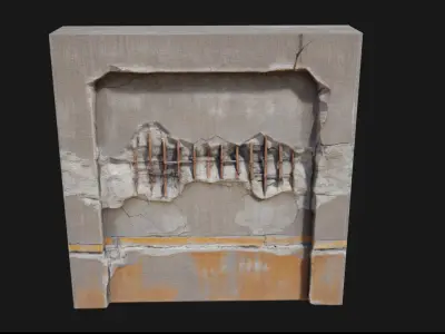 Rustic Wall Fragment  Weathered Remnants of Time 3D model