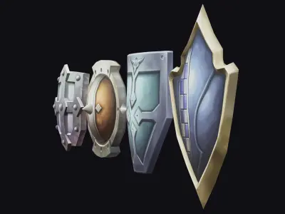 Shield Armor Defense Weapon Cartoon Medieval Melee Board Low-poly 3D model