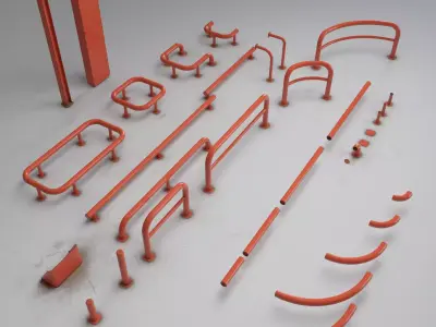 Garage Railing Kit - 3D Asset Pack Low-poly 3D model