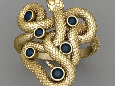 Antique Snake Diamond Ring 3D print model