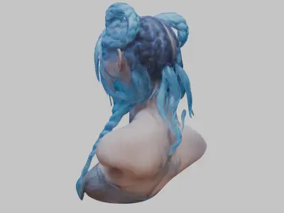Fantasy Beautiful Teen Girl Character Head Bust Low-poly 3D model