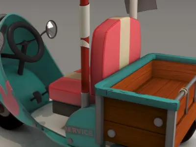 3D tricycle scooter with lamp Low-poly 3D model