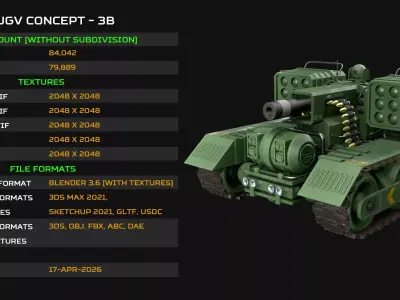 UGV Concept-3B-Forest-Clean Low-poly 3D model