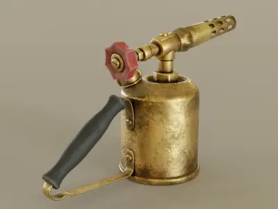 Old Brass Blowtorch Low-poly 3D model