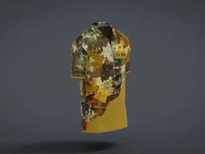 Military Outfit - T-shirt Low-poly 3D model 30