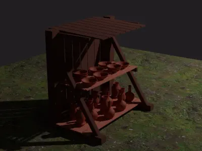 Shop pack in medieval style PBR Low poly game ready  Low-poly 3D model
