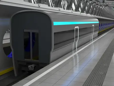 Futuristic Passenger Wagon Silver 3D model