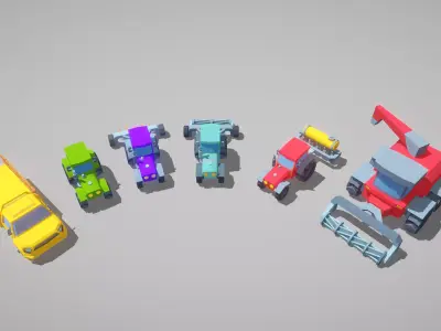 Lowpoly farming vehicle Low-poly 3D model
