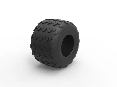 Monster Jam tire 26 Scale 1 to 25 3D print model