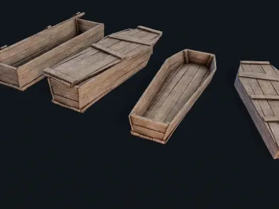 Old Coffin  Low-poly 3D model