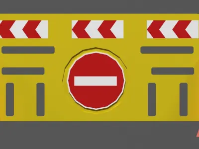 Yellow plastic road barrier Low-poly 3D model