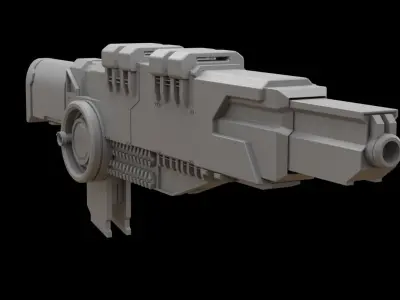 Mecha hard surface cannon 3D model by aungpyaephyopi