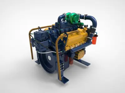 marine diesel engine 3D model