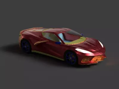 Red Autonomous Car Low-poly 3D model