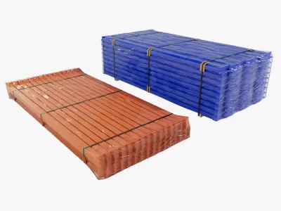 Stacks of Pallet rack horizontal beams 3D model