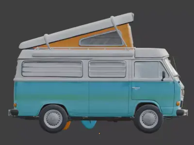 Stylized 3D Tropical Surf Camper Model Low-poly 3D model