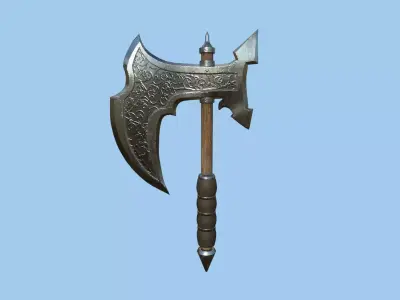 Medieval Battle Axe 01 Metal Wood - Fantasy Weaponry Low-poly 3D model