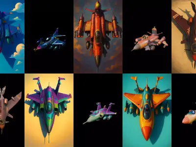AirCraft bundle 6 pack 100 glb Low-poly 3D model