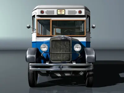 ZIS-8 city bus Low-poly 3D model