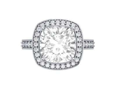 Cushion Solitaire Engagement Ring 3D print model get