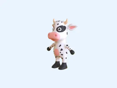 High-Quality 3D Cute Cow for Games Low-poly 3D model