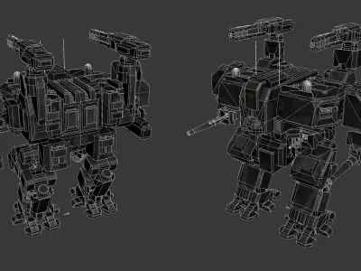 Heavy assault walker Mech Low-poly 3D model