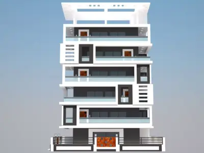 Luxurious commercial building exterior 3D model