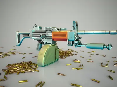 Funny Stylized Negev Machine Gun Low-poly 3D model