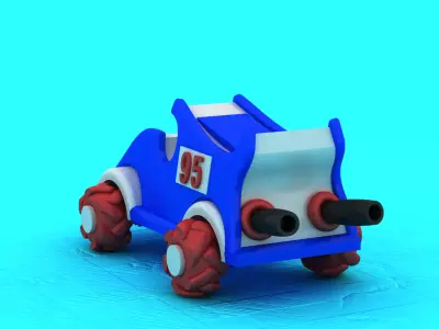 3D Toy Race Car with Bold Blue Design and Number 95 3D print model