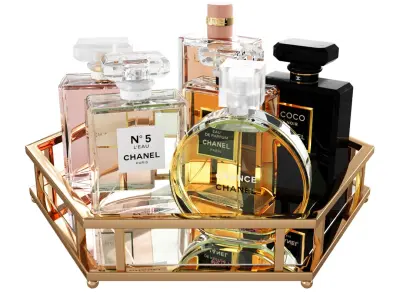 Chanel Fragrances With Tray 3D model