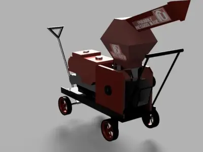 Shredder wood chipper Low-poly 3D model