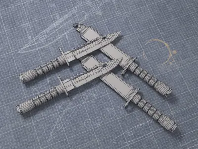 m9 bayonet tactical knife Low-poly 3D model