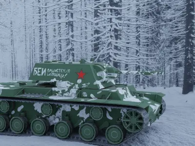 KV1 Russian Heavy Tank - Winter Camuflage 3D model