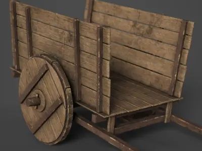 Wooden Cart Low-poly 3D model get