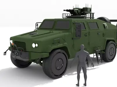Military Armored Humvee MRAP Vehicle Game Ready 3D Model Blender Low-poly 3D model