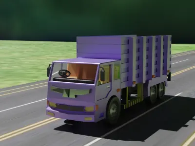 3D VEHICLE  WITH 6 TYRES TRUCK Free 3D model